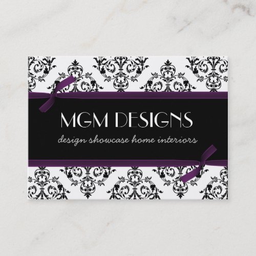 purple damask Business Cards