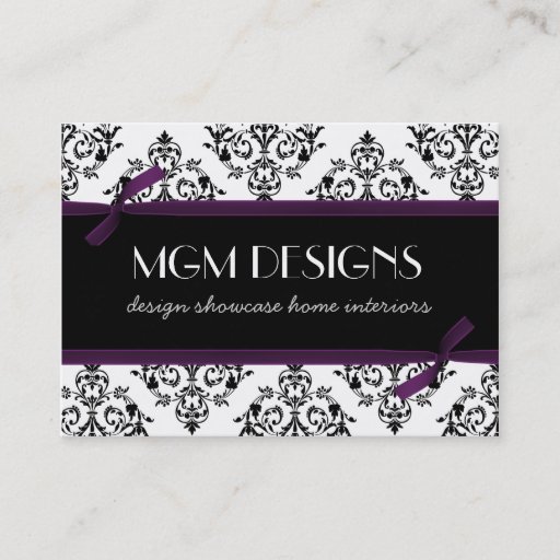 Customizable purple damask Business Cards