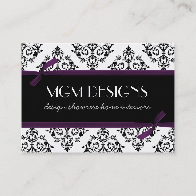 purple damask Business Cards (Front)