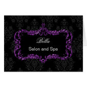 purple damask Business Thank You Cards (Front Horizontal)