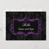 purple damask Business Thank You Cards (Front/Back)