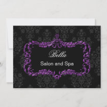 purple damask Business Thank You Cards
