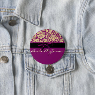 Purple Damask Button