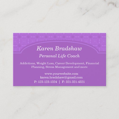 Purple Damask Career and Life Coach Business Cards