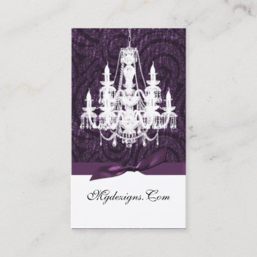 purple damask chandelier Chic Business Cards
