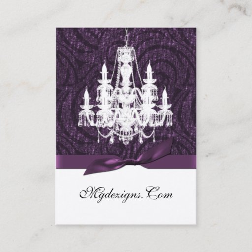 Customizable purple damask chandelier Chic Business Cards