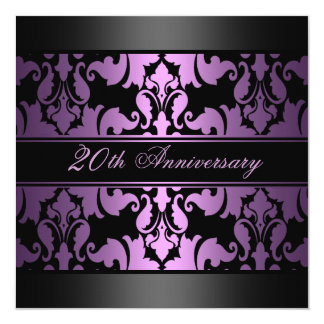 Purple Damask Design Wedding Anniversary Invite