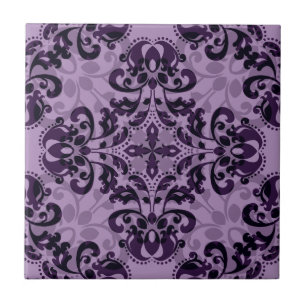 Purple damask desire ceramic tile