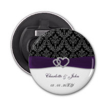 Purple Damask Diamante Wedding Bottle Opener