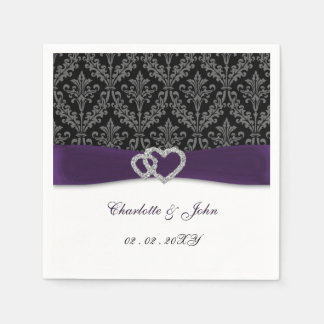 Purple Damask Diamante Wedding Classic  Napkins