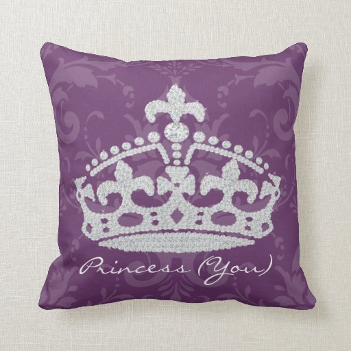 Purple Damask Diamond Princess Crown Pillow | Zazzle