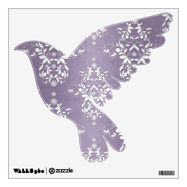 Purple Damask Dove Wall Decal (Front)