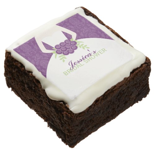 Purple Damask Elegant Bride Bridal Shower Chocolate Brownie