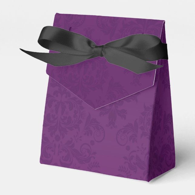 Purple Damask Elegant Halloween Party Favor Boxes (Front Side)