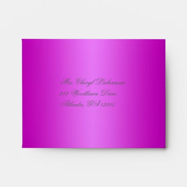 Purple Damask Envelope for Reply Card (Front)