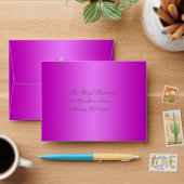 Purple Damask Envelope for Reply Card (Desk)