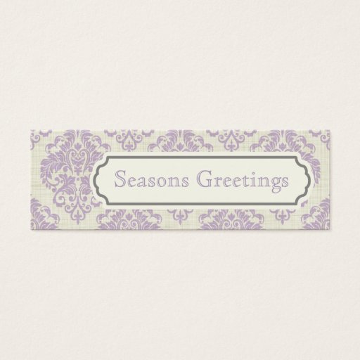 Customizable Purple Damask Gift Tags, Profile Cards Business Card Template