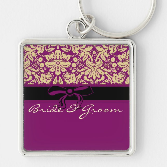 Purple Damask Keychain (Front)