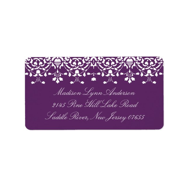 Purple Damask Lace Return Address Label (Front)
