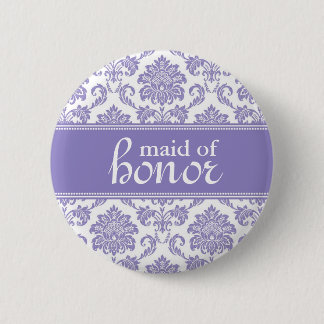 Purple Damask Maid of Honor Damask Button