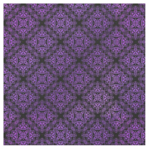 Purple Damask Medallion Pattern Fabric