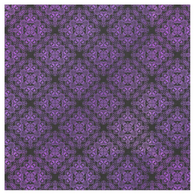 Purple Damask Medallion Pattern Fabric (Close Up)