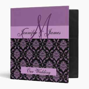Purple Damask Monogram Wedding Planner Binder