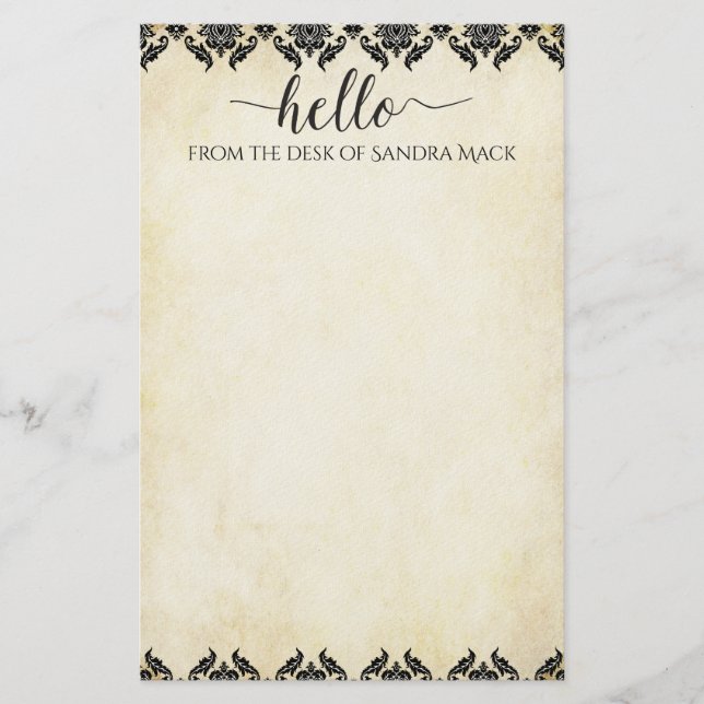 Purple Damask on Warm Grey 100% Recycled Paper (Front)