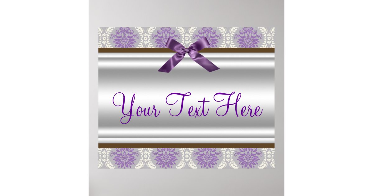 Purple Damask Party Banner Poster Zazzle