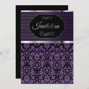 Purple Damask Party Celebration Invitation