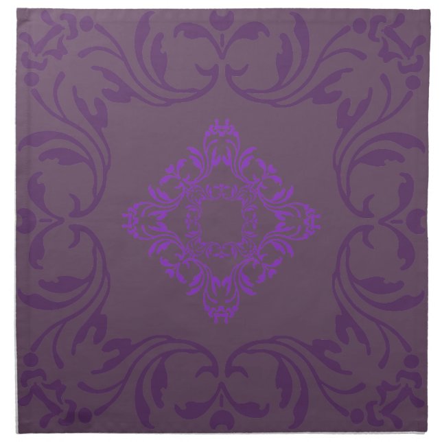 Purple Damask Pattern | Dark purple background Napkin (Front)