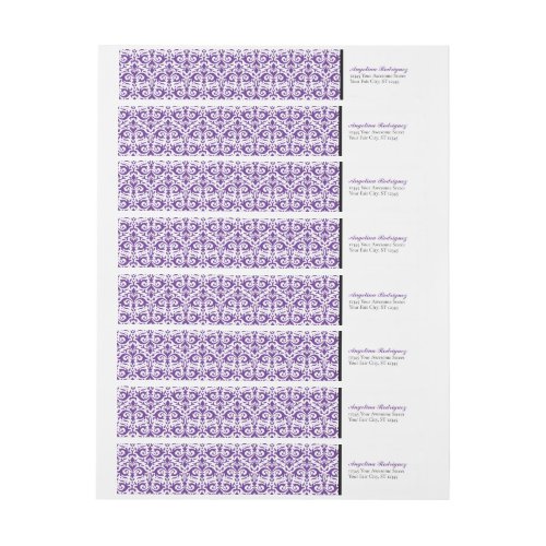 Purple Damask Pattern Graduation Wrap Around Label