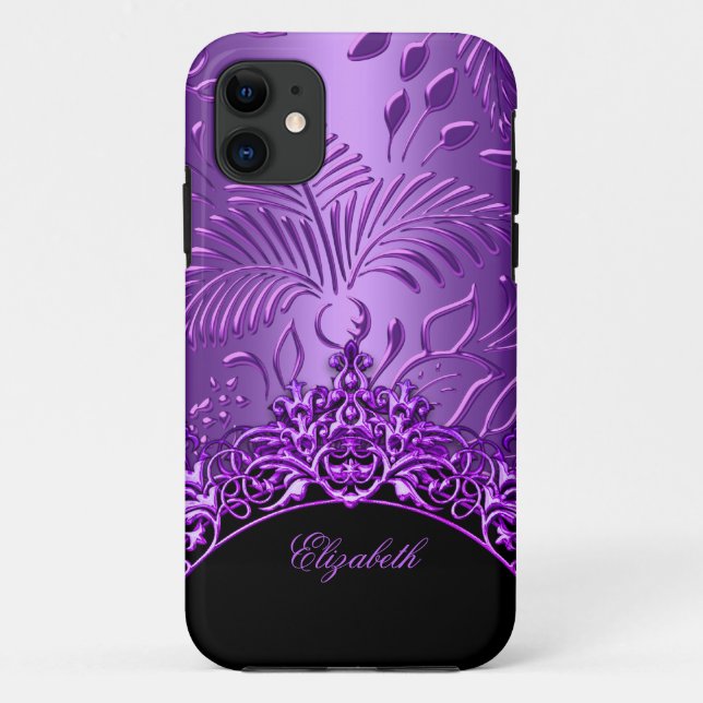 Purple Damask Pattern iPhone 5 Elegant Classy Case-Mate iPhone Case (Back)