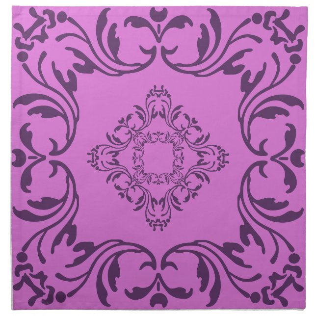 Purple Damask Pattern | Orchid (Violet) background Napkin (Front)