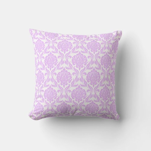 Purple Damask Pattern Throw Pillow