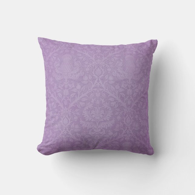 Purple Damask Pattern Throw Pillow (Front)