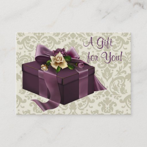 Customizable Purple Damask Rose Business Gift Certificate Cards Business Card