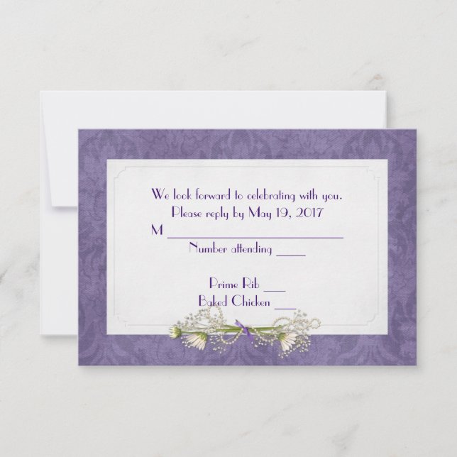 Purple Damask RSVP (Front)