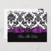 purple damask Save the date Announcement Postcard (Front/Back)