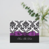purple damask Save the date Announcement Postcard (Standing Front)