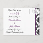 purple damask Save the date Announcement Postcard (Back)