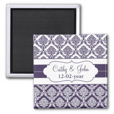 purple damask Save the date magnet