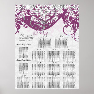 Purple Damask Seating Chart Alphabetical