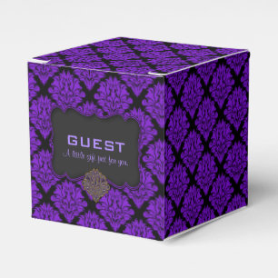 Purple Damask-Square Party Favor Box