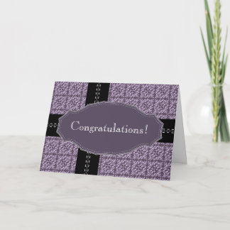 Purple damask stitch congratulation card