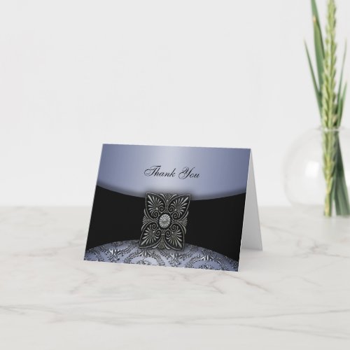 Purple Damask Thank You Cards