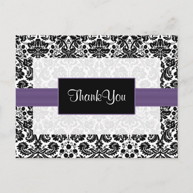 purple damask ThankYou Cards (Front)
