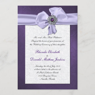 Purple Damask Wedding Invitation