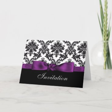 purple  damask wedding Invitations