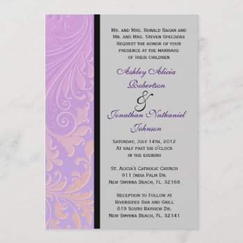 Purple Damask Wedding Invite by ForeverAndEverAfter at Zazzle